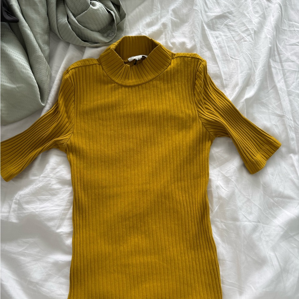 Frank & Oak Mustard Ribbed Blouse